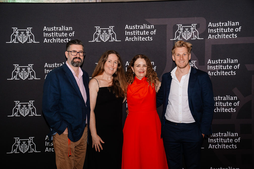 Fulton Trotter Architects' team Ryan Loveday, Justine Ebzery, Michael Andrews and Hayley Crofts at AIA Qld Chapter Awards.