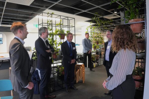 Rob Stokes chats with town planner Michael Rowe and Fulton Trotter Directors John Ward and Justine Ebzery.